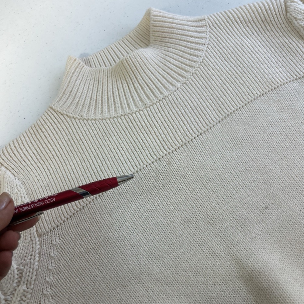 Maeve Anthropologie Kiara Sweater Ivory‎ Textured Bubble Balloon Sleeves S FLAW - Picture 3 of 15